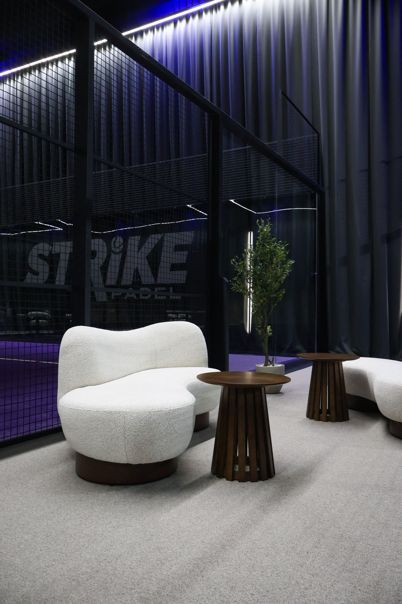 Seating area at the new Strike Padel venue.